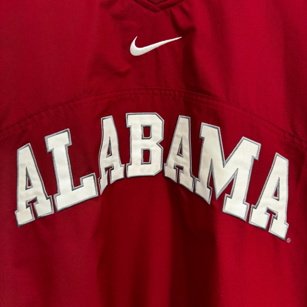 NIKE Alabama Crimson Tide V-Neck Windbreaker w/ Center Swoosh VTG - Size XL - Picture 3 of 5